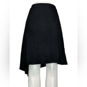 Chic Black Asymmetrical Ponte Skirt - Large